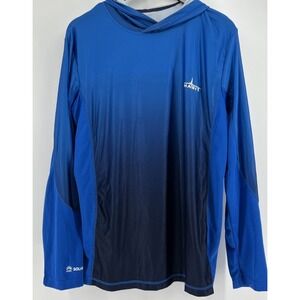 Habit Solar Factor UPF 40+ Hoodie Blue Long Sleeve Hooded Shirt Mens Size L